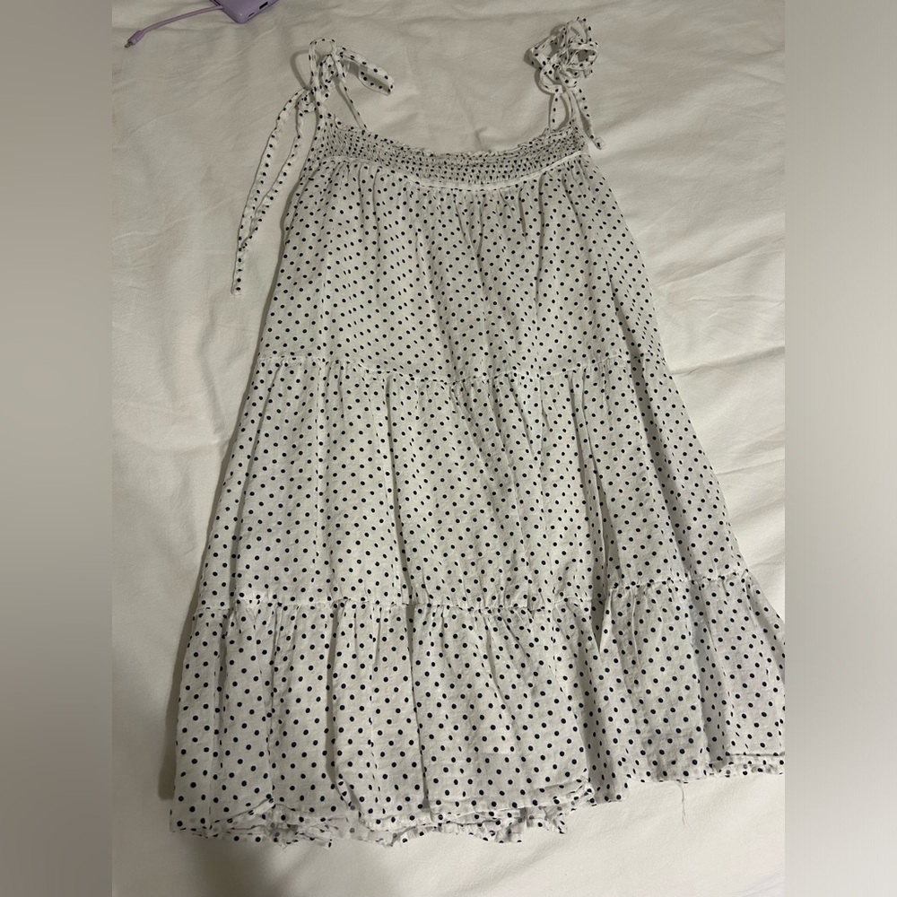 The impeccable pig, polkadot flowy mini dress, size S